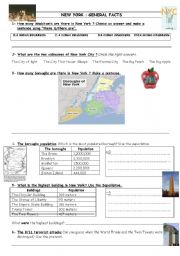 English Worksheet: Basic facts about New York