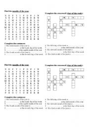 English Worksheet: Months, Days of the week