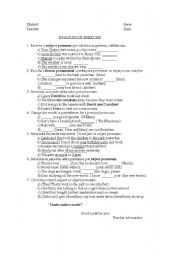 English Worksheet: personal pronouns