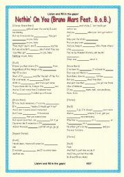 English Worksheet: Song activity - Bruno Mars feat. B.O.B - Nothing on you