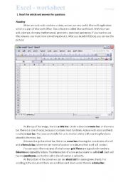 English worksheet: Excel - introduction