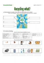 The first worksheet from a lesson plan on recycling using modals