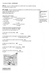 English Worksheet: too-enough