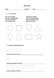 English worksheet: Shapes and colors