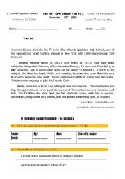 English Worksheet: End of term test n 1