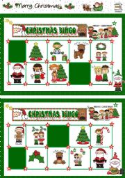 English Worksheet: CHRISTMAS BINGO