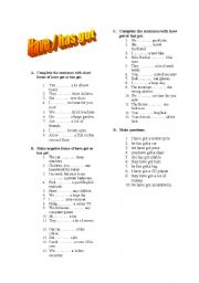 English Worksheet: Have/has got - affirmative, negative, questions