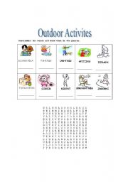 English worksheet: outdoors activites