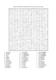 English Worksheet: Time Expressions Word Search