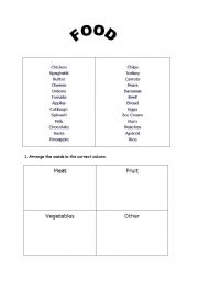 English worksheet: Food