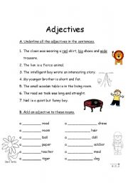 English Worksheet: Adjectives
