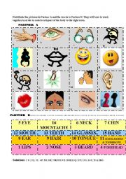 English Worksheet: Parts of the body/face - ACTIVITY CARDS