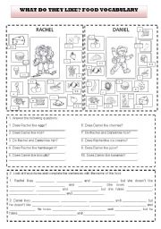 English Worksheet: Likes and dislikes + Food vocabulary