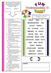 English Worksheet: FunSheet Pre-Intermediate #13