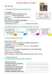 English Worksheet: song hey soul sister by train