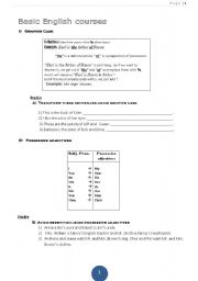 English worksheet: possessive  s and possissive pronouns