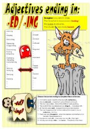 English Worksheet: ADJECTIVES ENDING IN -ED / -ING