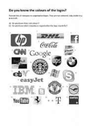 English Worksheet: colours of logos
