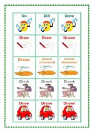 English Worksheet: irregular vebs memorygame part 3