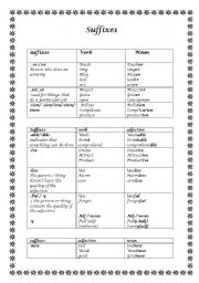 English Worksheet: suffixes and prefixes