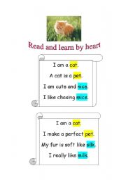 English Worksheet: I am a cat  (rhymes)