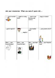 English worksheet: Ask your classmates questions using 
