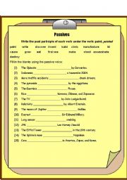 English worksheet: Passives