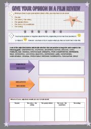 English Worksheet: Give your opinion in a film review