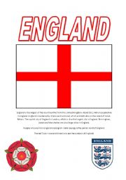 English Worksheet: England Info sheet with comprehension questions