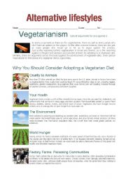 English Worksheet: arguments for and against vegetarianism