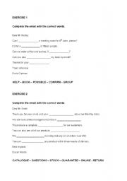 English Worksheet: Complete the email with the correct words.