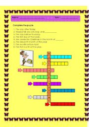 English Worksheet: Days and Months