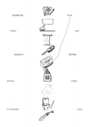 English Worksheet: Bathroom Vocabulary Matching Activity 