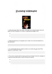 English Worksheet: Slumdog millionaire - Movie worksheet