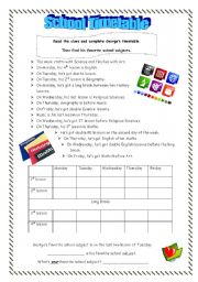 English Worksheet: School subjects