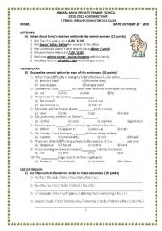 English Worksheet: exam for a2 class