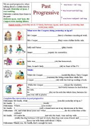 English Worksheet: Past progressive