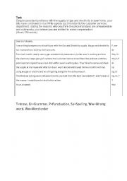 English Worksheet: Writing -Error Correction in a Formal Letter