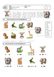 English Worksheet: ZOO ANIMALS