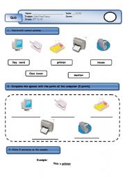 English worksheet: PART OF THE COMPUTER