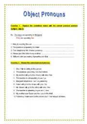 English worksheet: Object pronous