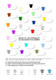 English Worksheet: Colours of T-shirts