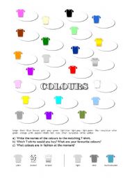 English worksheet: Colours of T-shirts