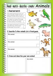 Read - Match - Describe - Create: ANIMALS (3)