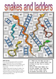 English Worksheet: snakes and ladders - a game with the simple present