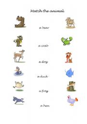English worksheet: match the animals