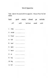 English Worksheet: opposites