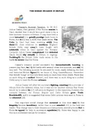 English Worksheet: The Roman invasion in Britain