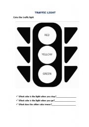 English Worksheet: Traffic Light colors