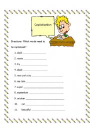 English Worksheet: Capitalization